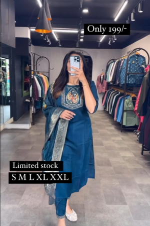 Teal Blue Color Festive Wear Suit Set