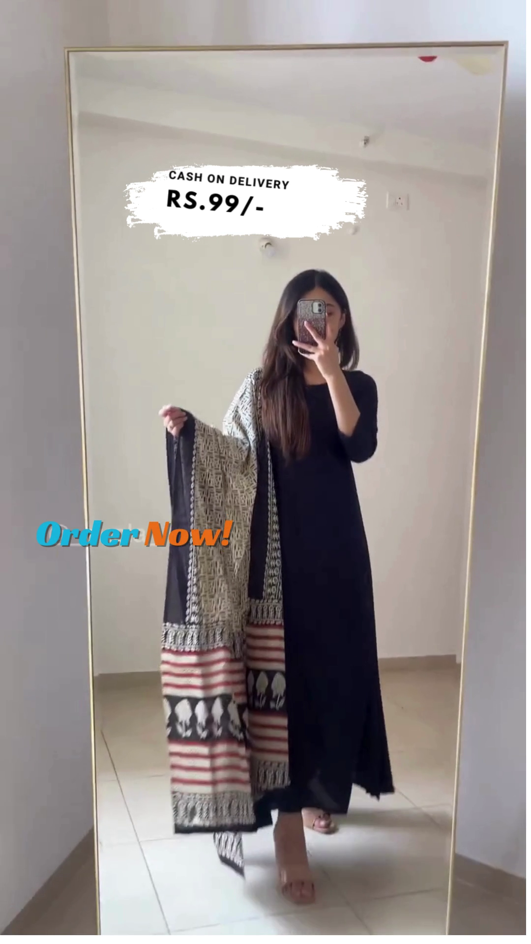 Black Rayon Solid Kurta With Dupatta
