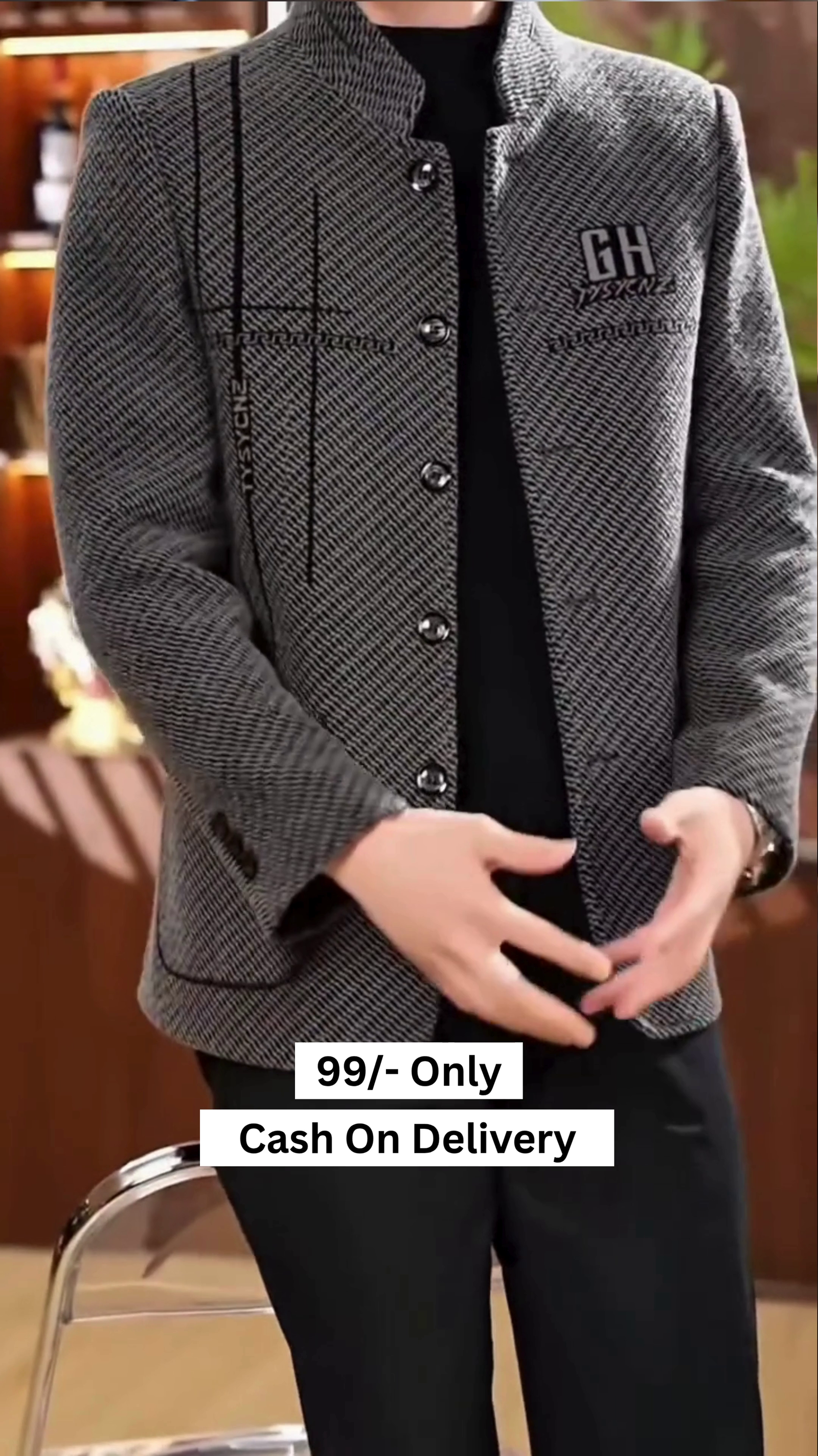 Men's Puffer Jacket Thickened Winter Coat Warm Stand Collar Color Block Zip Up Jacket Ski Bubble Coat - Image 3