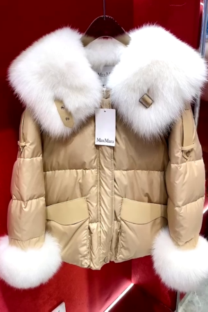 Winter Furs Collar Goose Down Jacket Short Down Jacket Female