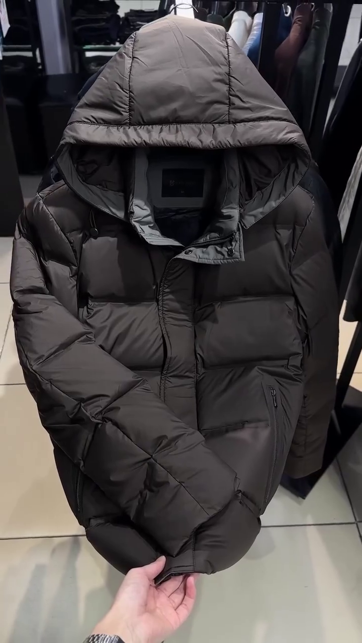 Men's Winter Puffer Jacket Hooded Zip Up Long Coat Warm Quilted Padded Jackets with Pockets - Image 2