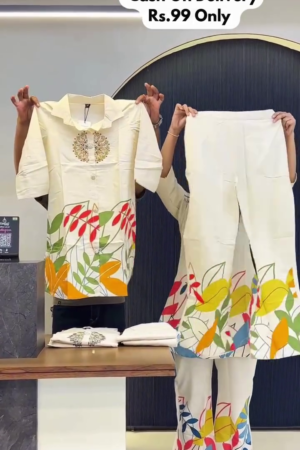 Printed Pure Cotton Tunic & Trousers Co-ords