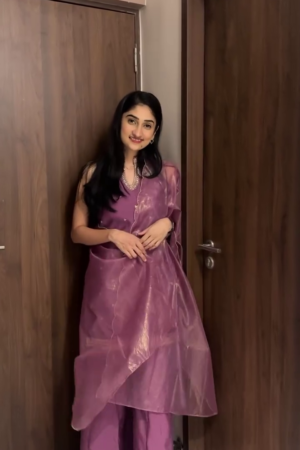 Lavender Organza Kurta Set with Pants