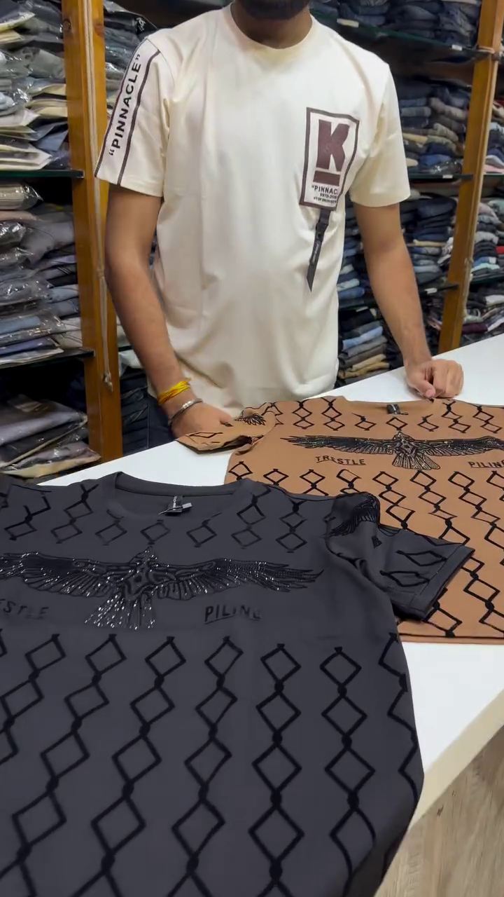 Men Printed Round Neck T-shirt Brown - Image 3