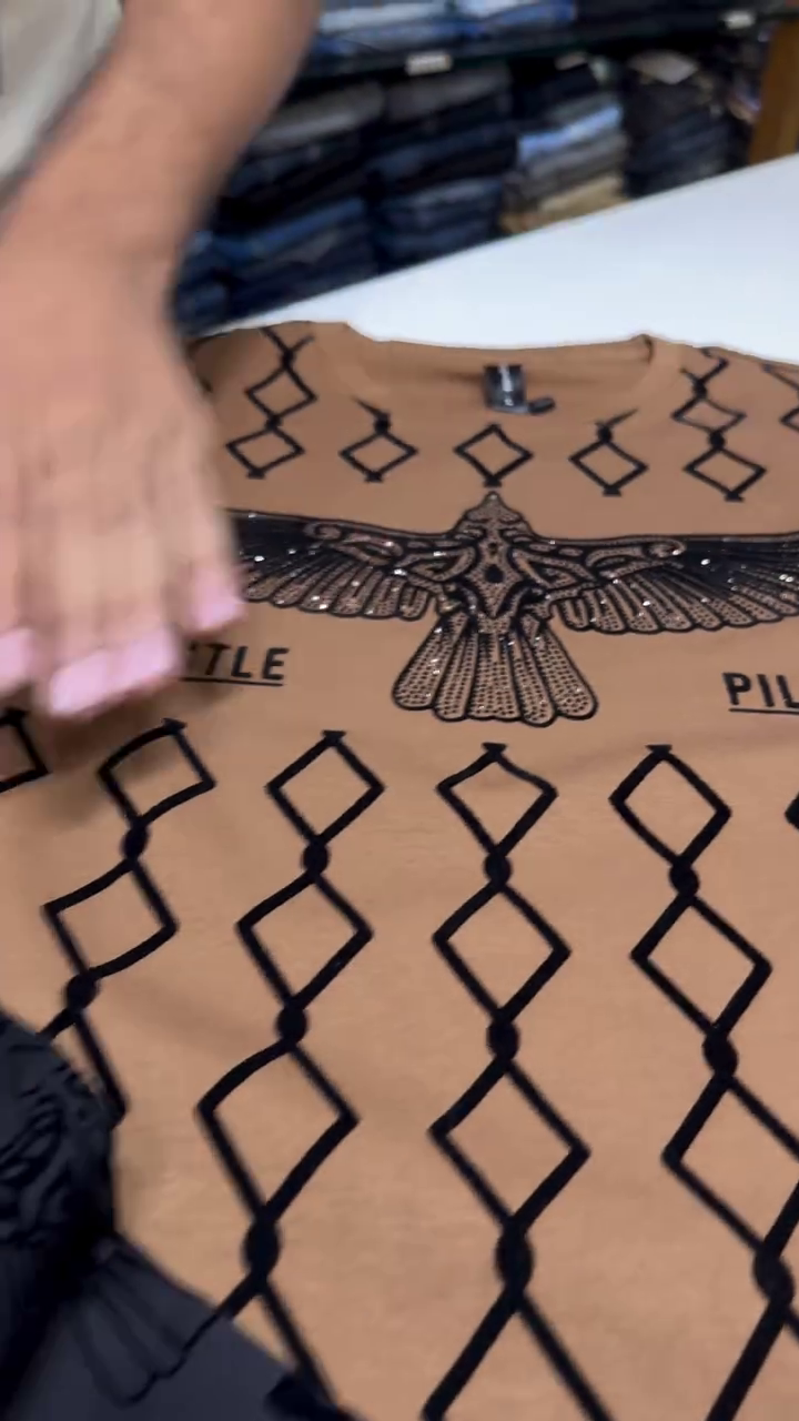 Men Printed Round Neck T-shirt Brown - Image 5